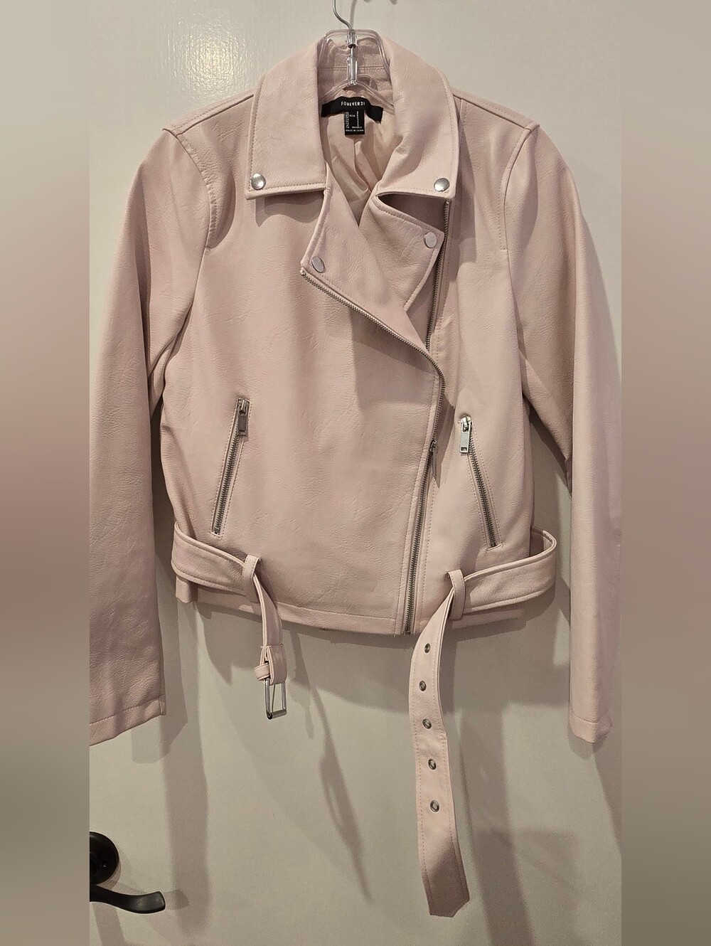 Froever 21 - Women's S - Soft Light Blush Pink Faux Leather Moto Jacket